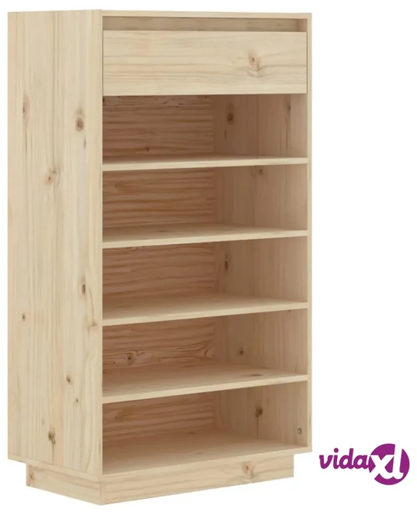 vidaXL Scarpiera Grigia 60x34x105 cm in Legno Massello di Pino