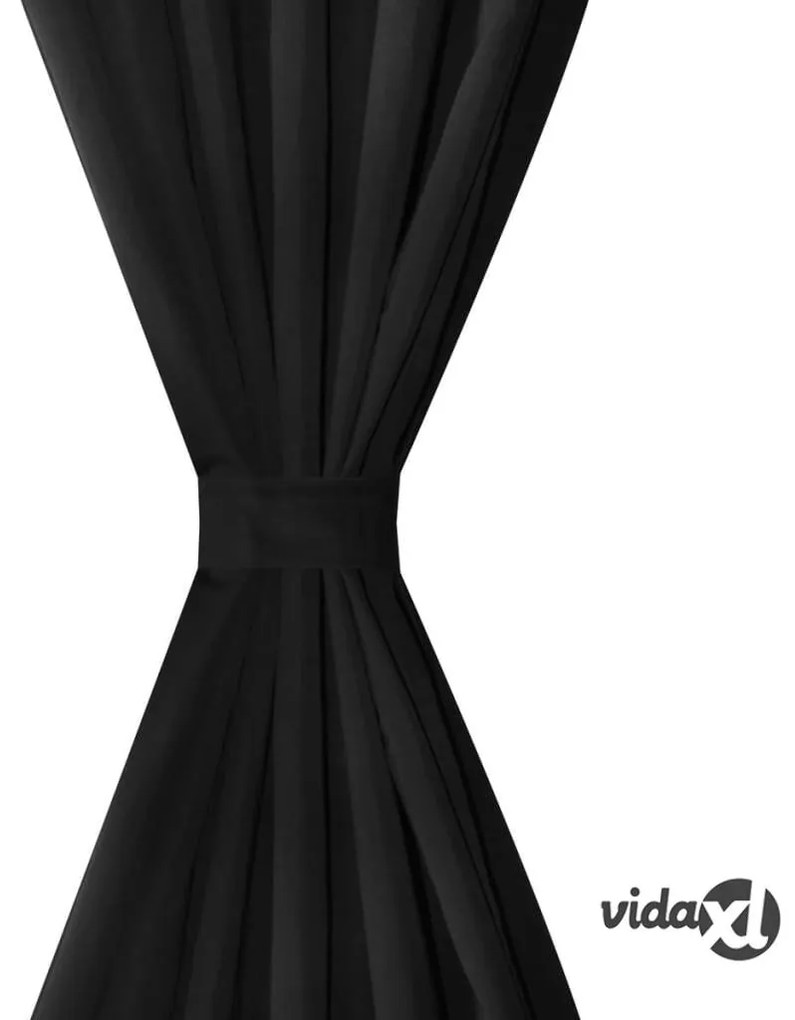 vidaXL Tende Micro-Raso Nere 2 pezzi con Occhielli 140 x 175 cm