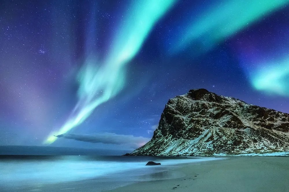 Carta da parati autoadesiva – Aurora boreale in Norvegia