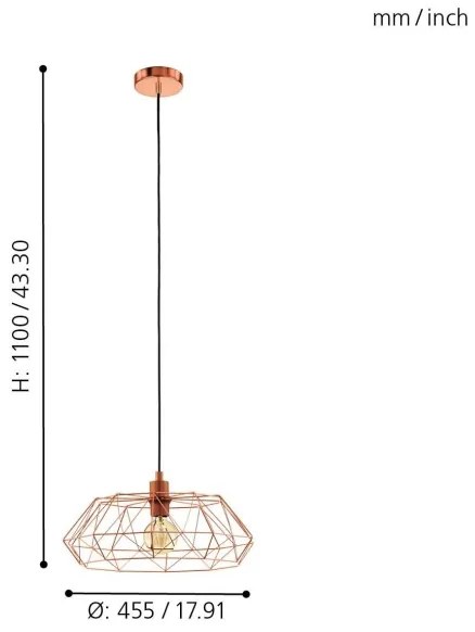 Eglo 49488 - Lampadario CARLTON 2 1xE27/60W/230V