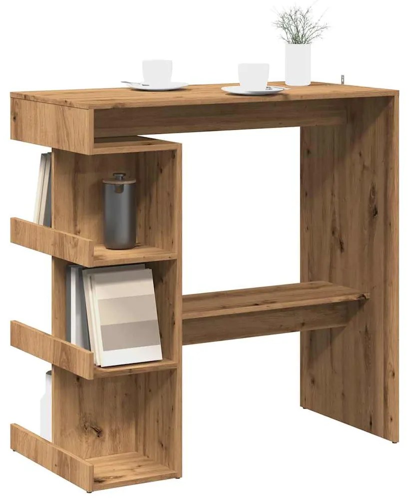 Tavolo Da Bar Con Ripiani Rovere 100x48x101,5 Cm İn Truciolato /