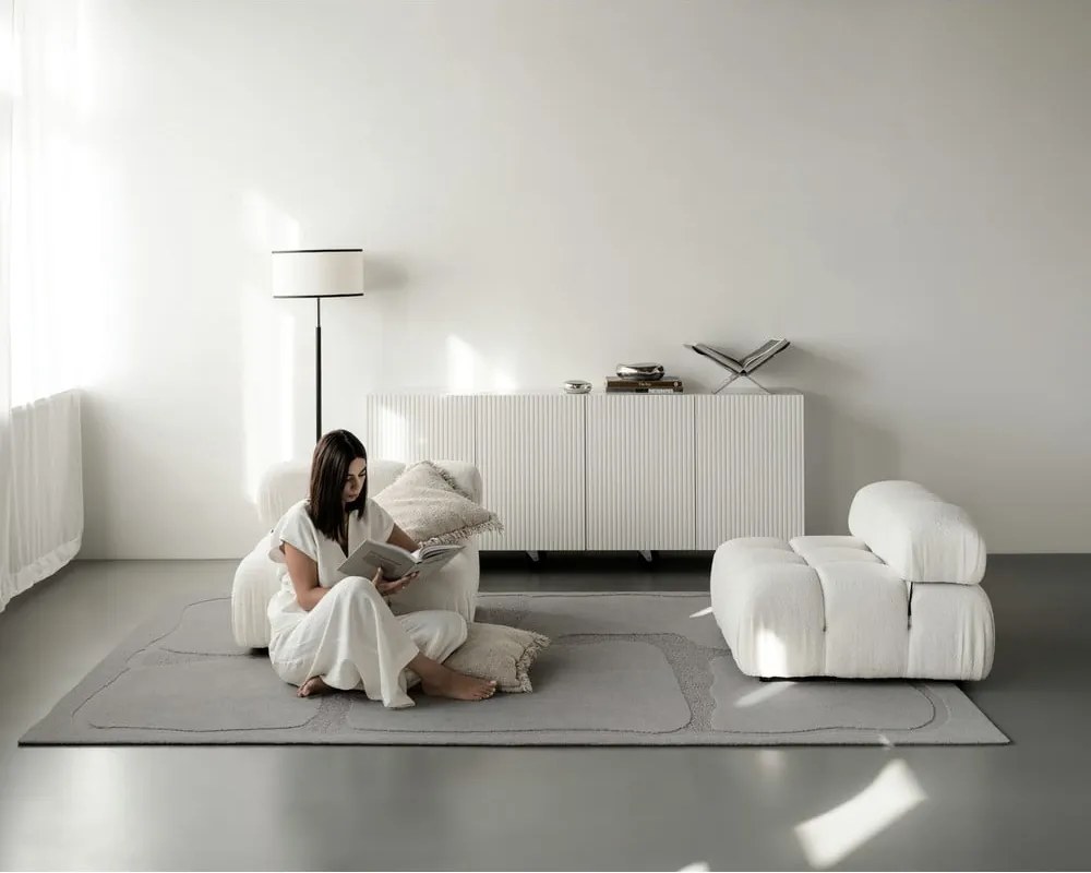 Tappeto in lana grigio 200x300 cm Morphic Organica - Agnella