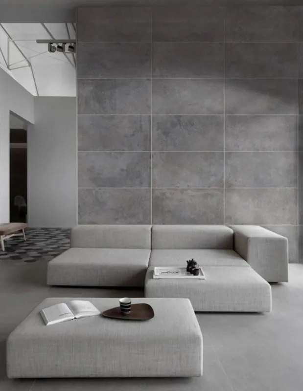 Piastrella da pavimento e rivestimento interno 50 x 100 cm Sp. 3.5 mm rettificato Tempo in gres porcellanato antracite opaco traffico intenso (pei 4/5) R10