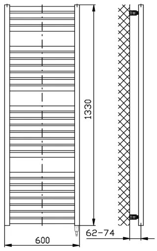 Aqualine - Radiatore elettrico da bagno TONDI-E 600W/230V 133 cm bianco dritto