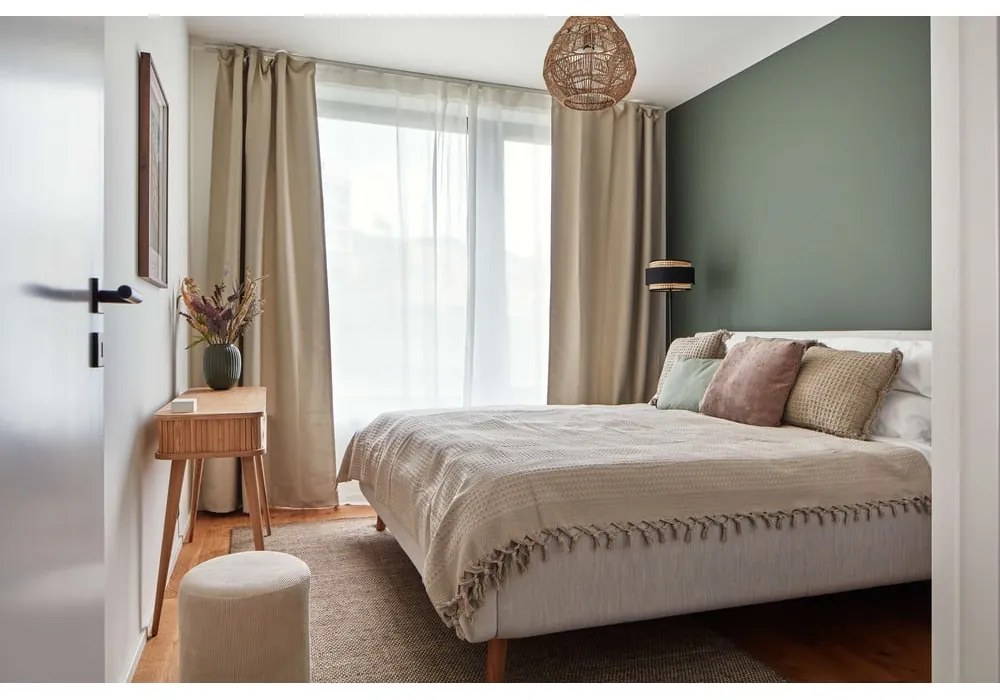 Letto matrimoniale imbottito grigio chiaro con contenitore con rete inclusa 180x200 cm Lotte – Meise Möbel