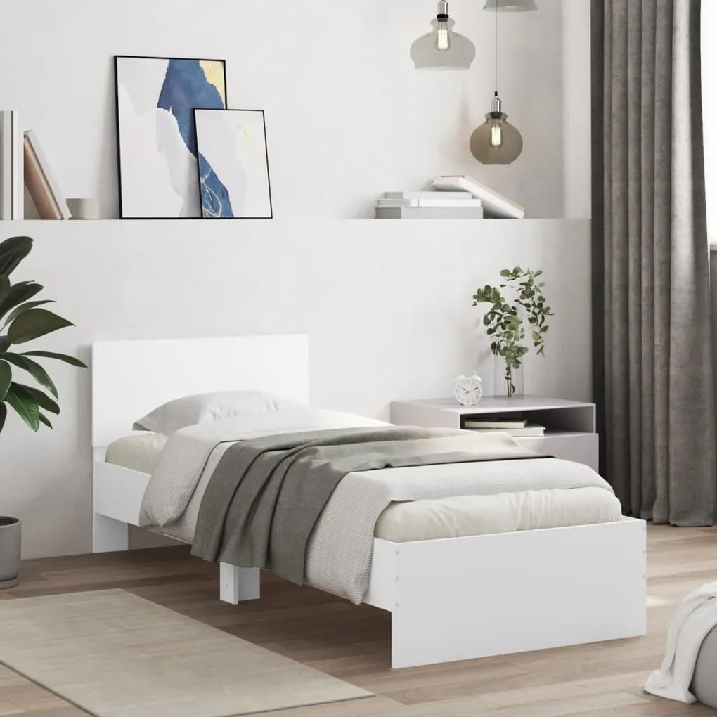 Giroletto con testiera bianco 75x190 cm in legno multistrato