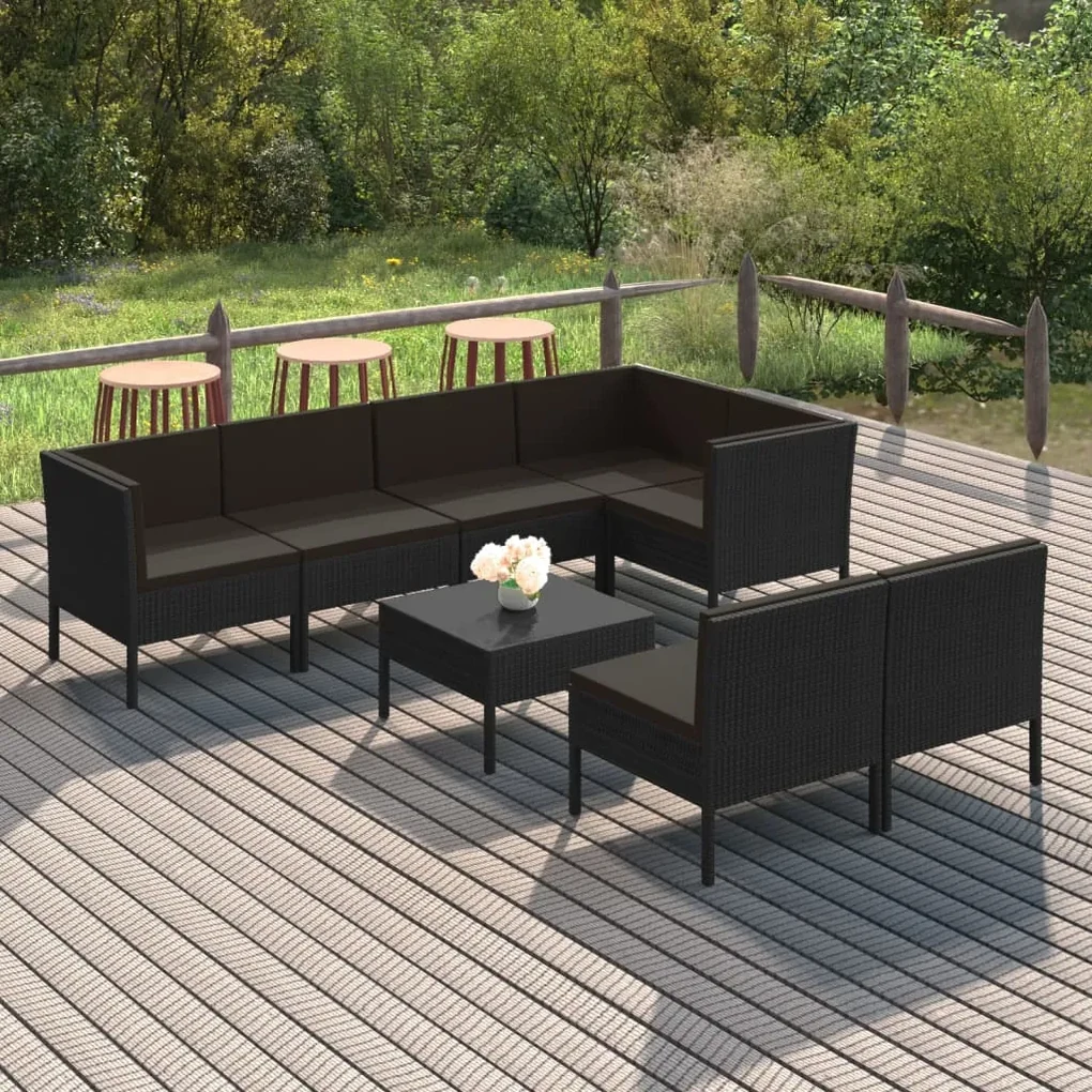 VidaXL Set Divani da Giardino 8 pz con Cuscini in Polyrattan