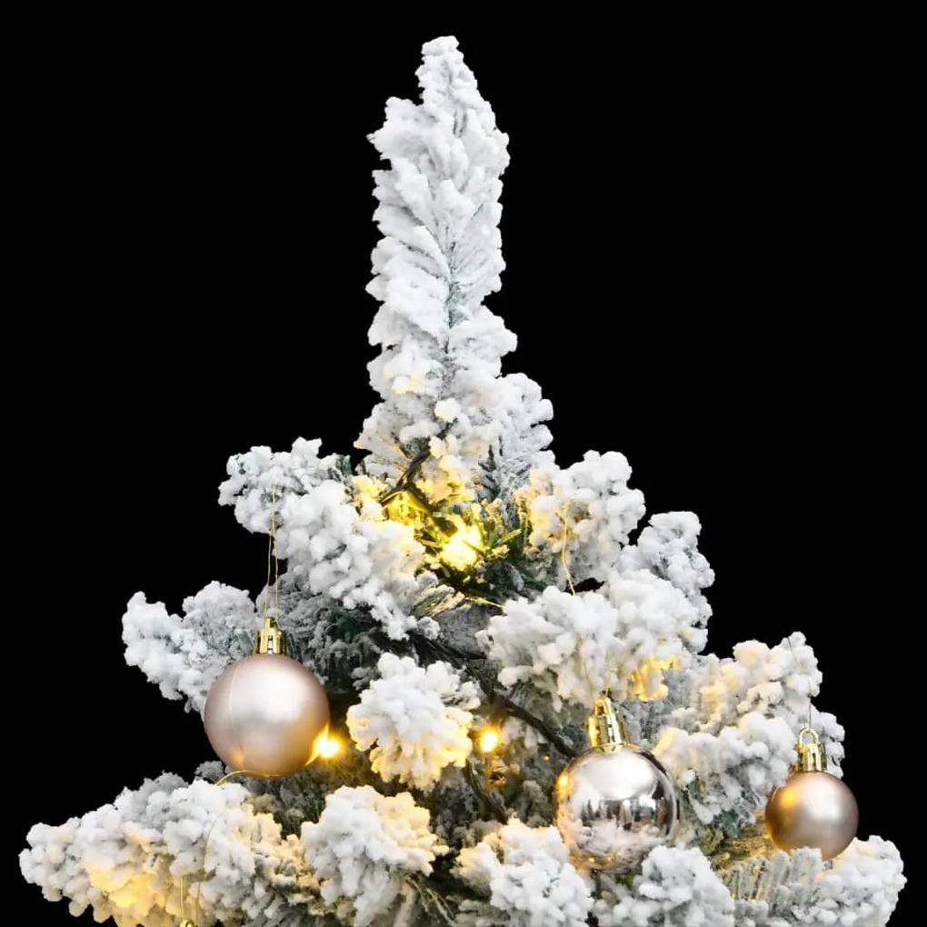 Albero Natale Incernierato con 150 LED e Palline 150 cm