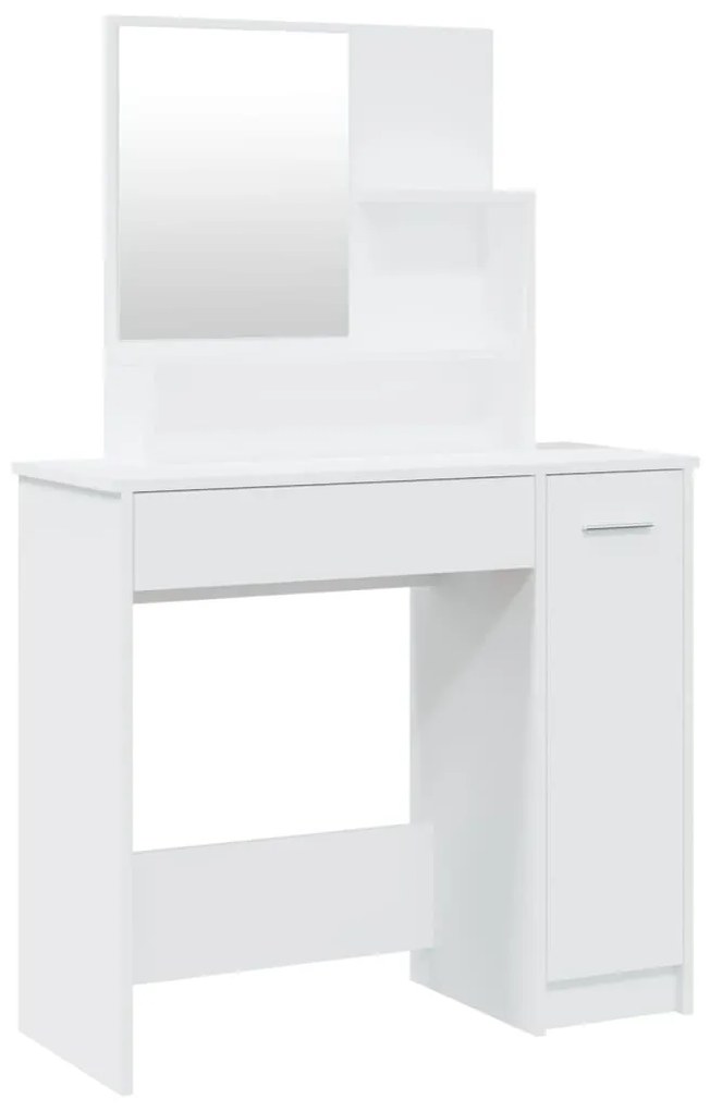 Toeletta con specchio bianco 86,5x35x136 cm