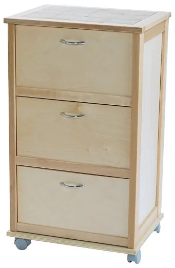 Carrello mobiletto con ante a ribalta e piano in mattonelle NATURALE