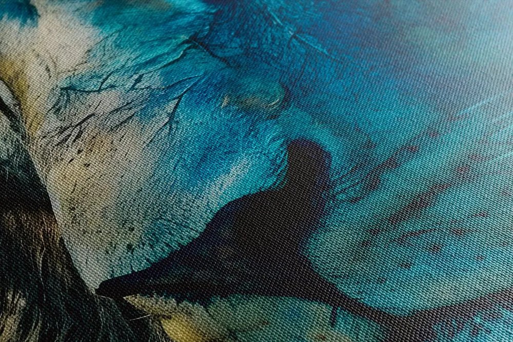 Quadro su tela – Leone blu-oro