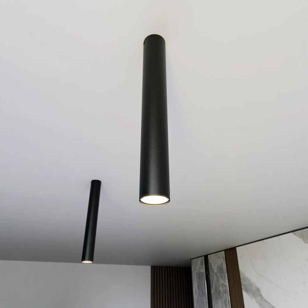 Plafoniera Moderna Faretto Marduk 1 Luce Acciaio Nero 45 Cm