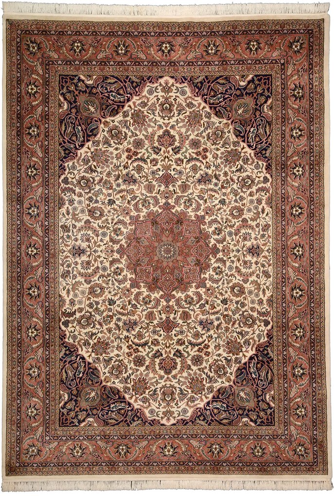 Sarouk Tappeto 360 x 250 Beige (Indian) Annodato A Mano