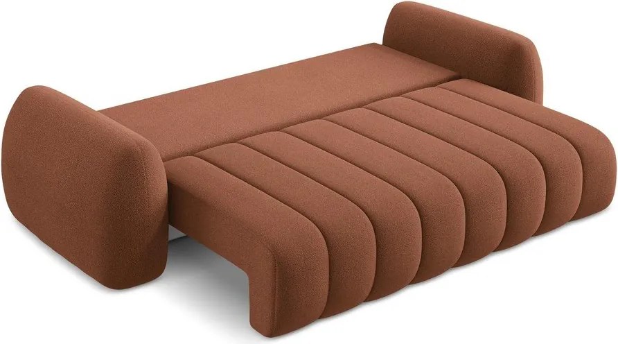 Divano color terracotta allungabile/con contenitore con rivestimento in bouclé 266 cm Pele – Makamii