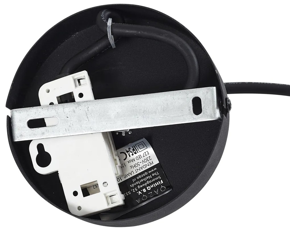 Lampada a sospensione da esterno nera con paralume in corda arancione IP44 - Cava Jayla