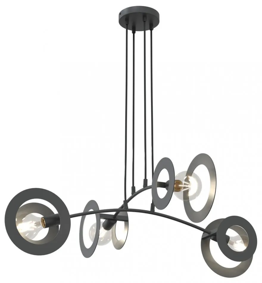 Lampadario a sospensione in acciaio EUFORIA 4 nero 4xE27 Colore del corpo Nero