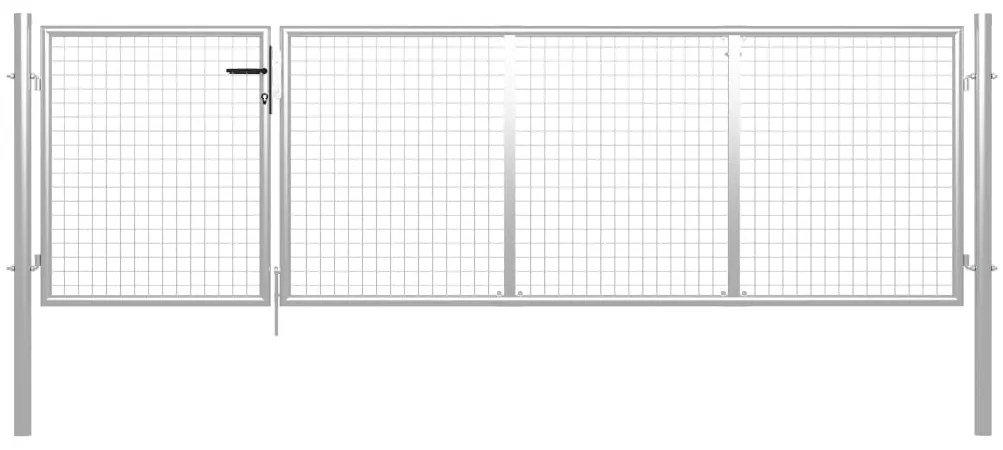 Cancello Di Recinzione İn Acciaio 350x100 Cm Argento /