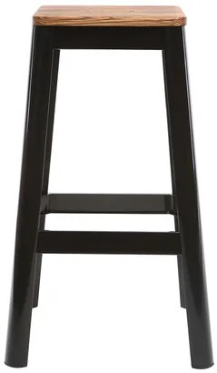 Sgabelli da bar industriali in metallo nero e legno H75 cm (set di 2) NICK