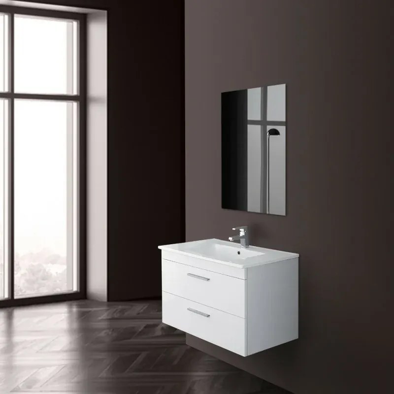 Mobile bagno sospeso 80 cm bianco con 2 cassettoni soft-close Desya