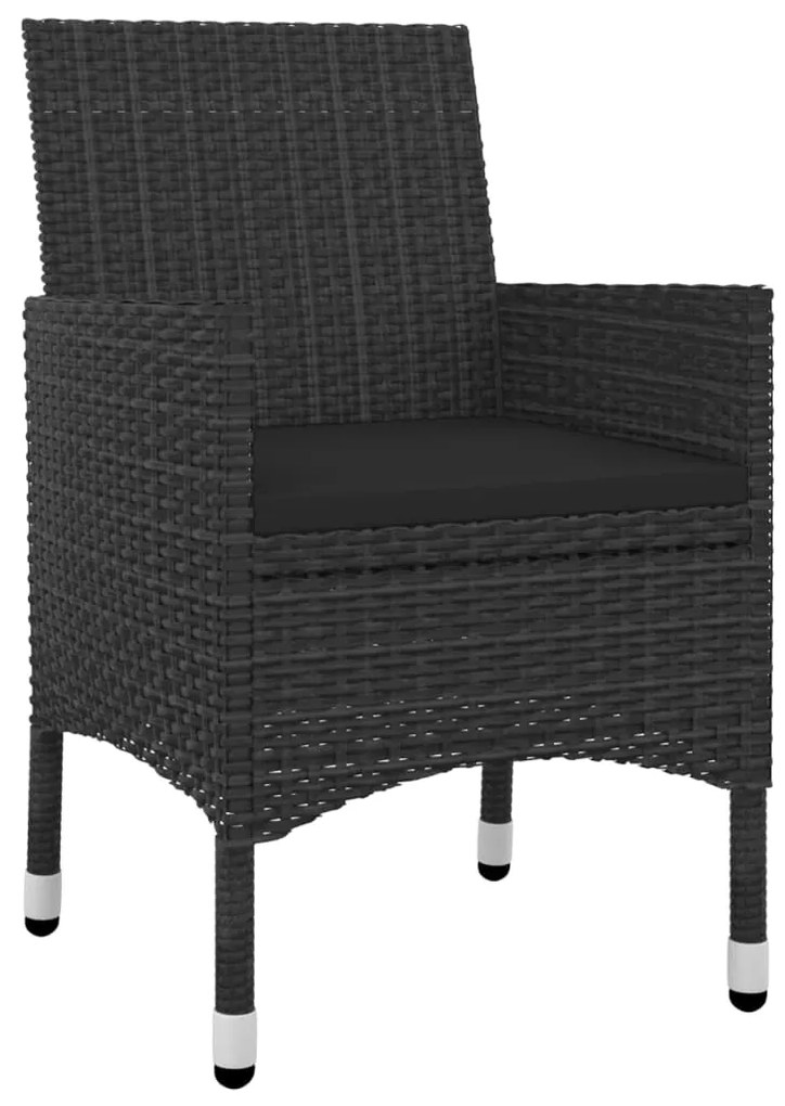 Set da pranzo da giardino 7 pz con cuscini polyrattan e vetro