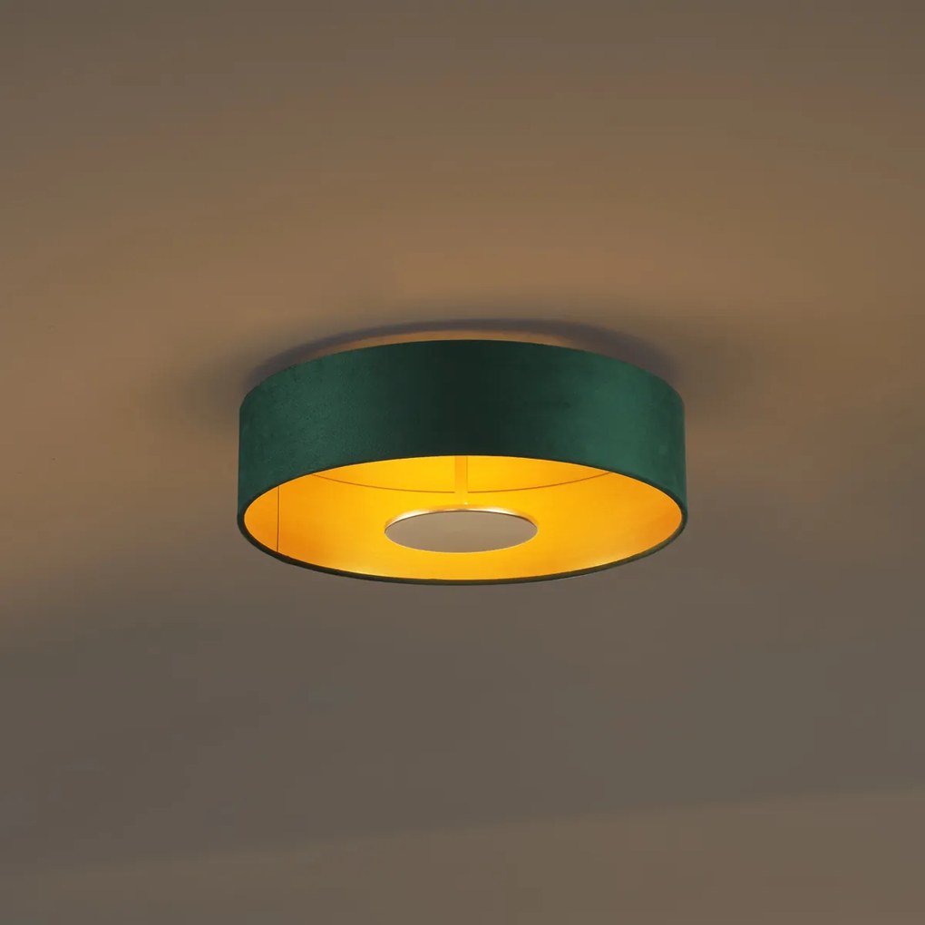 Plafoniera moderna in velluto verde con LED dimmerabile a 3 livelli - Bredow