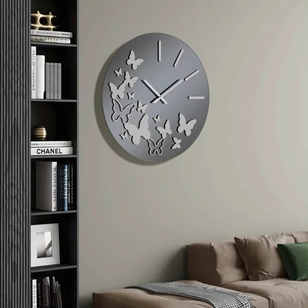 Orologio da parete rotondo D60 cm in cristallo Fumč BUTTERFLY