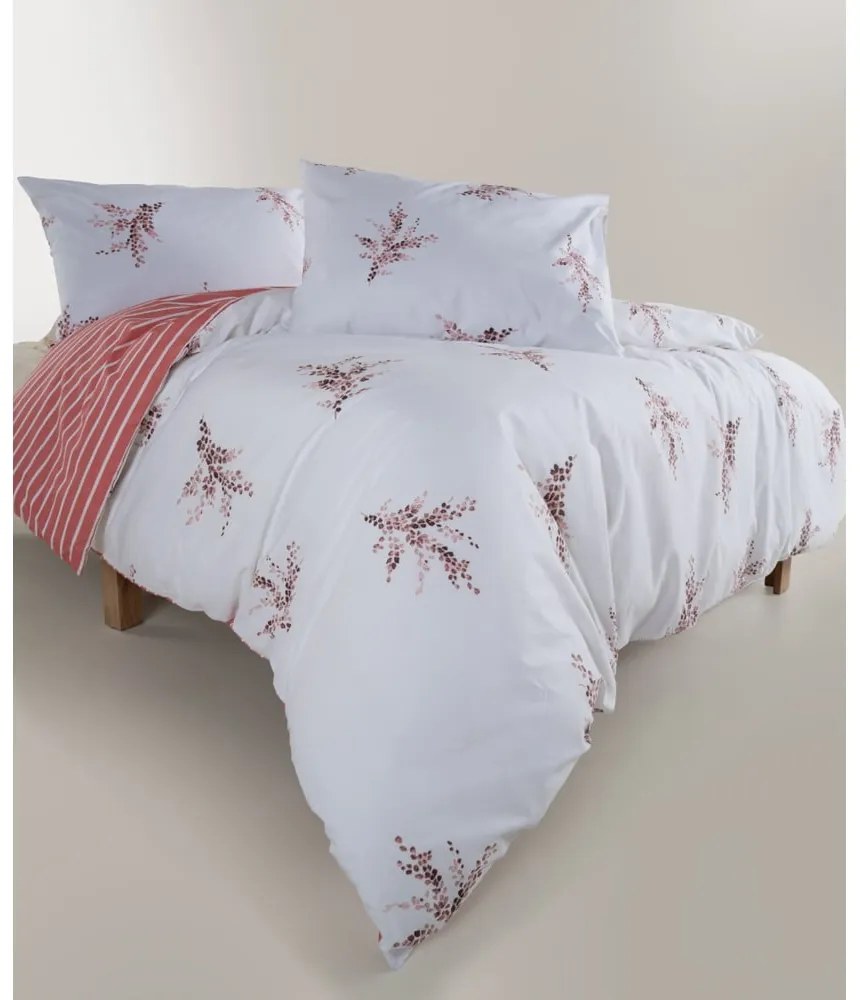 Set copripiumino e federa bianco/rosa in cotone renforcé per letto singolo 140x200 cm Breeze Floral – Mila Home Luxury