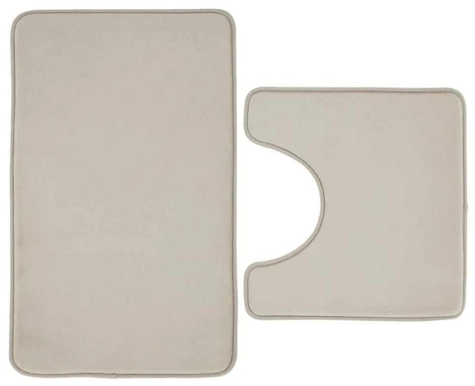 Set di tappetini per il bagno beige in memory foam 2 pz per WC 50x80 cm Anti-Bacterial – Catherine Lansfield