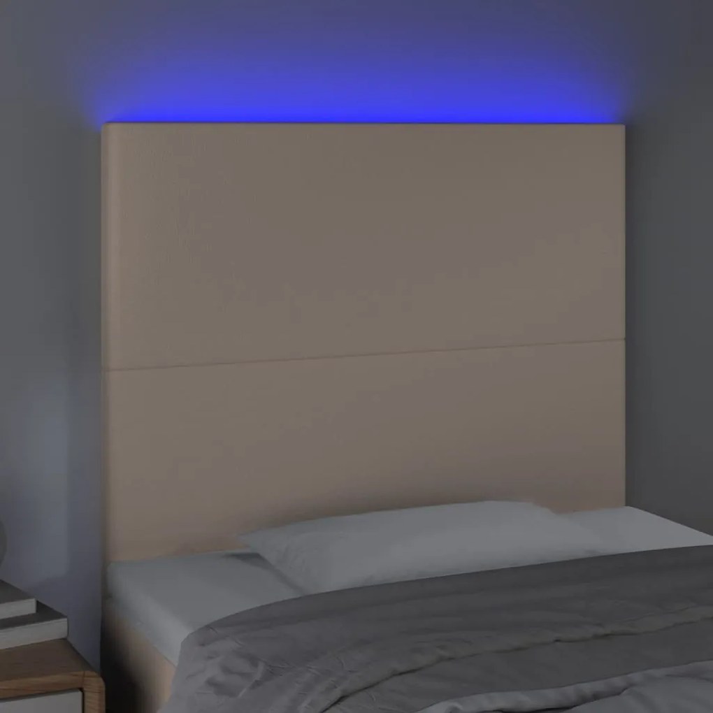 Testiera a led cappuccino 90x5x118/128 cm in similpelle