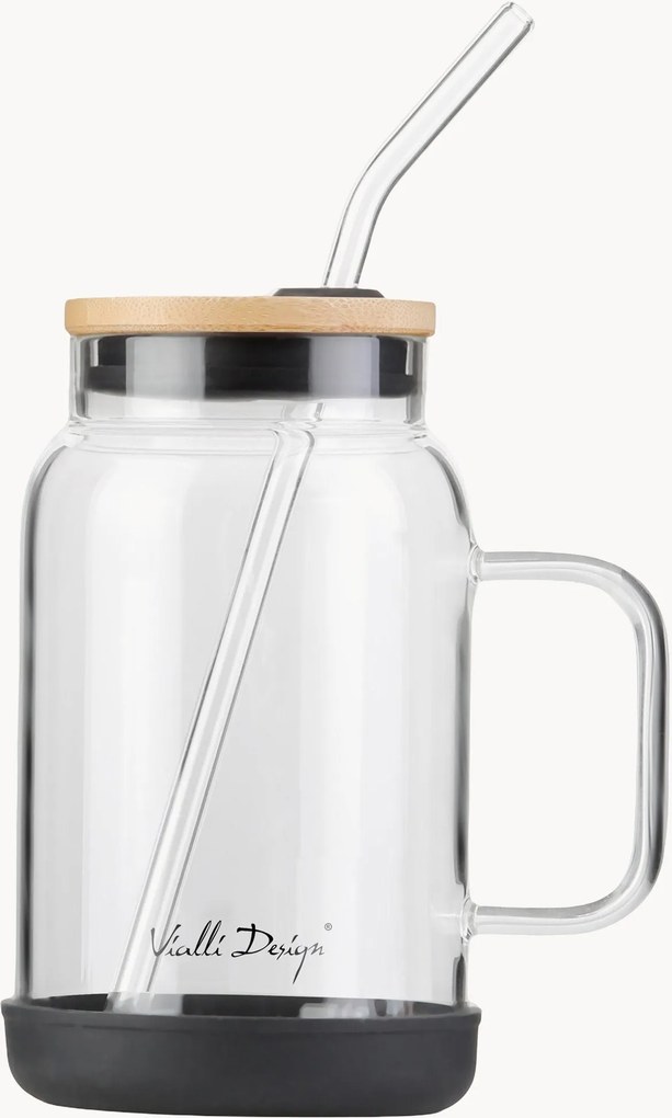 Barattolo in vetro borosilicato con cannuccia Fuori