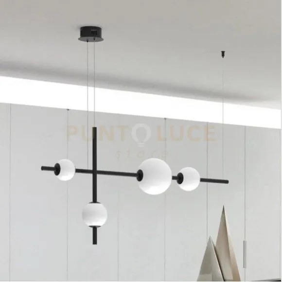 Tolomeo-sl sospensione 4 luci led 22w 4000k 1430l  in metallo nero ...
