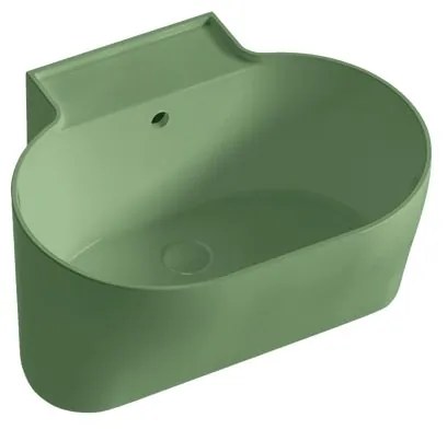 Lavabo da appoggio Tino COLAVENE ovale in ceramica L 60 x H 35 x P 50 cm verde opaco piletta non inclusa