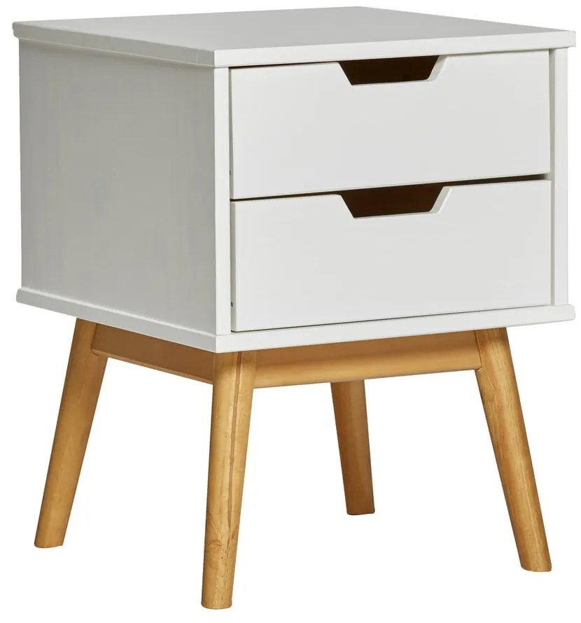 Comodino in legno di pino massiccio bianco Baku - Marckeric