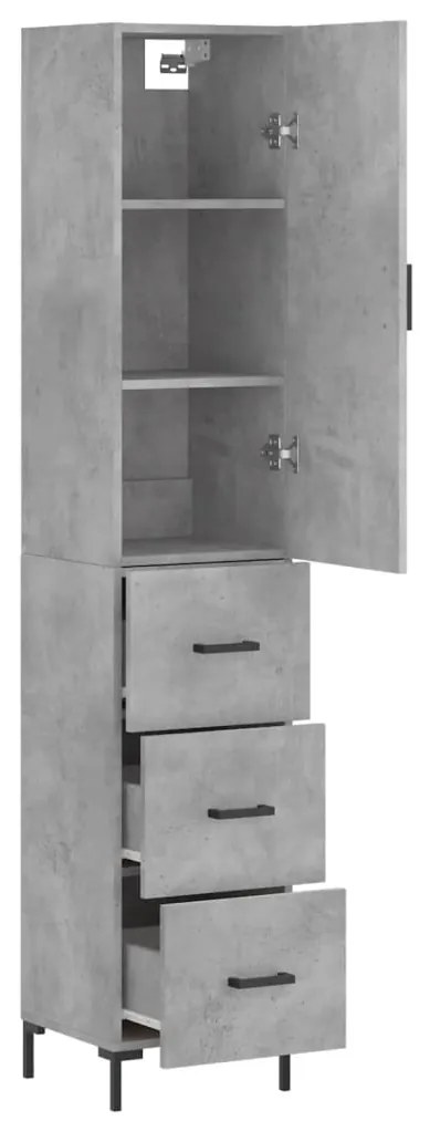 Credenza grigio cemento 34,5x34x180 cm in legno multistrato