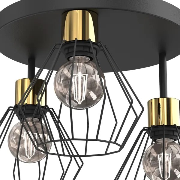 Plafoniera PARKLA 3xE27/15W/230V nero/oro