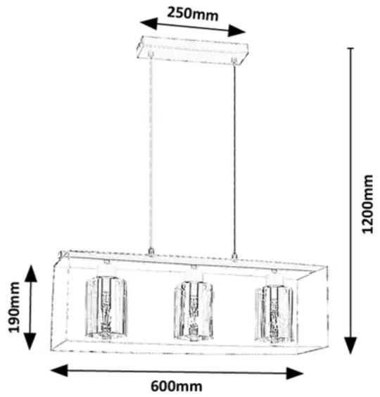 Rabalux 72033 - Lampadario a cavo CHADWICK 3xE27/25W/230V