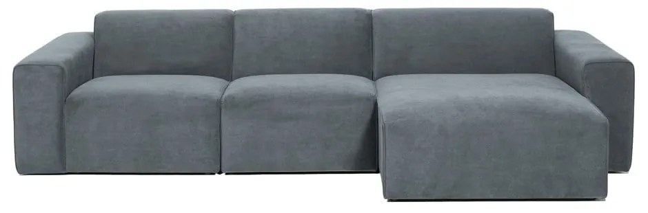 Divano angolare componibile grigio (con penisola a destra) con rivestimento in velluto a coste Sting – Scandic