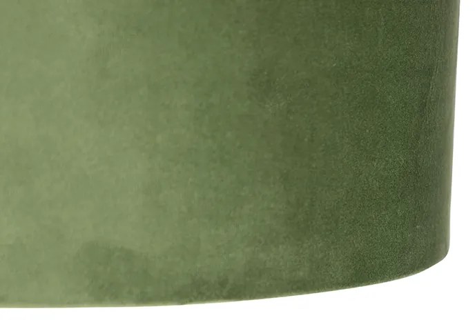 Lampada a sospensione nera con paralume in velluto verde con oro 35 cm - Blitz