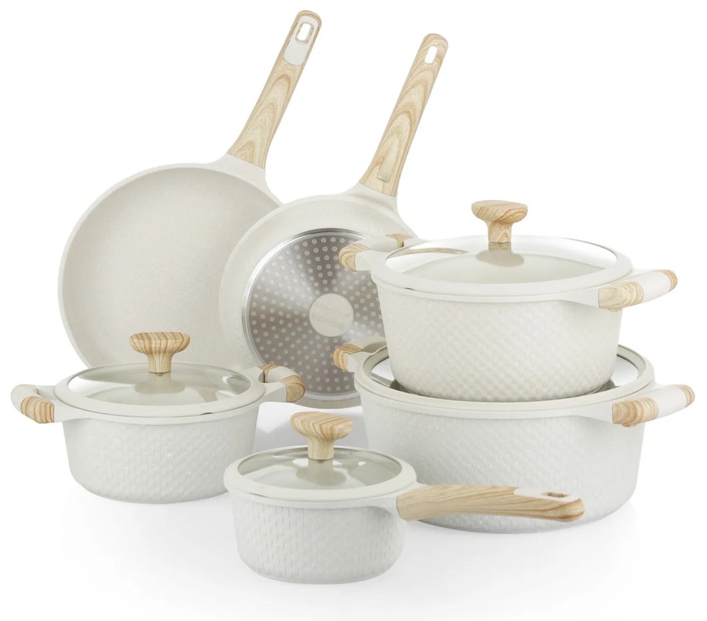 Batteria pentole 10 pezzi Bambù bianca