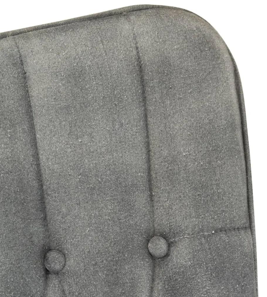 Poltrona a dondolo con poggiapiedi grigio vintage in tela