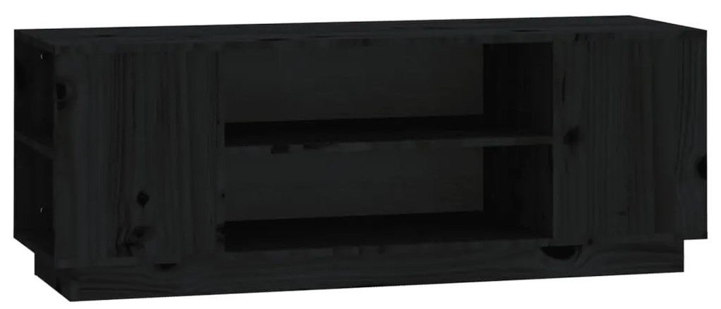 Mobile Porta TV Nera 110x35x40,5 cm in Legno Massello di Pino