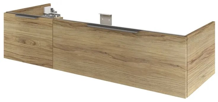 Mobile da bagno sospeso sotto lavabo L 135 x H 32 x P 48 cm bianco, 2 cassetti Neo, Maniglie acquistabili separatamente