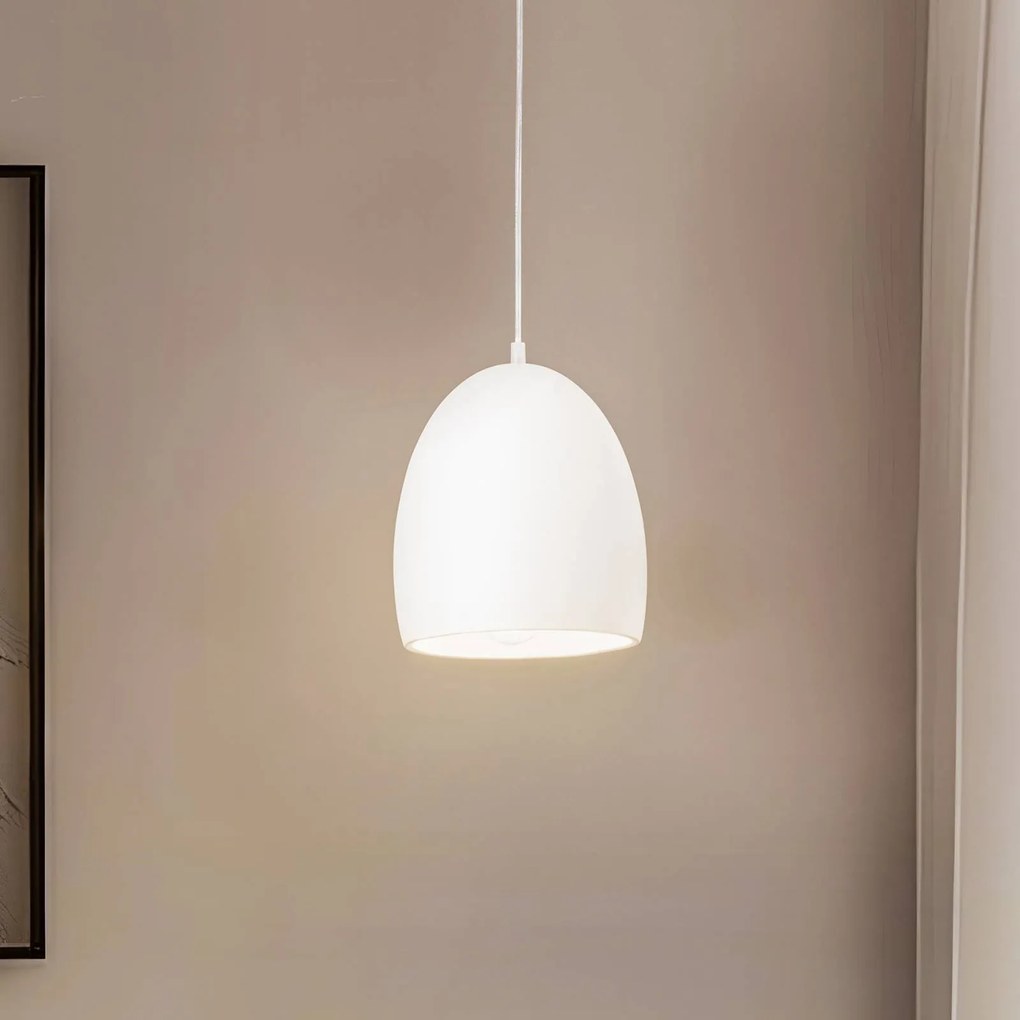 SOLLUX LIGHTING Lampada a sospensione Wula con paralume in ceramica bianca