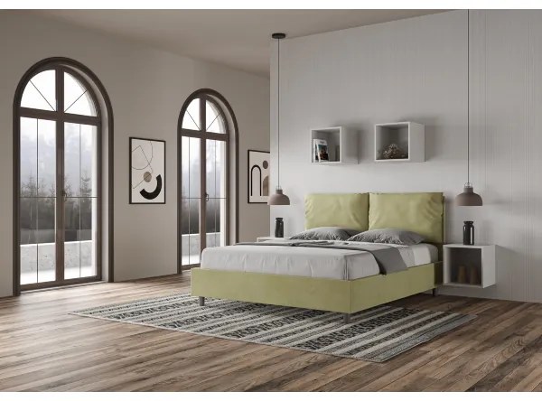 Letto contenitore da 160x190 in microfibra tč verde Antea
