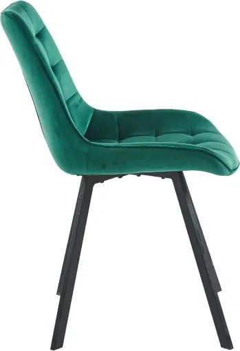 Sedia da pranzo in velluto Verde e gambe metallo nero - Roma 2 sedie