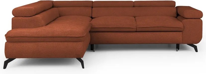 Divano angolare color terracotta (con penisola a sinistra/a L) con rivestimento in ciniglia Marbeya – Ropez