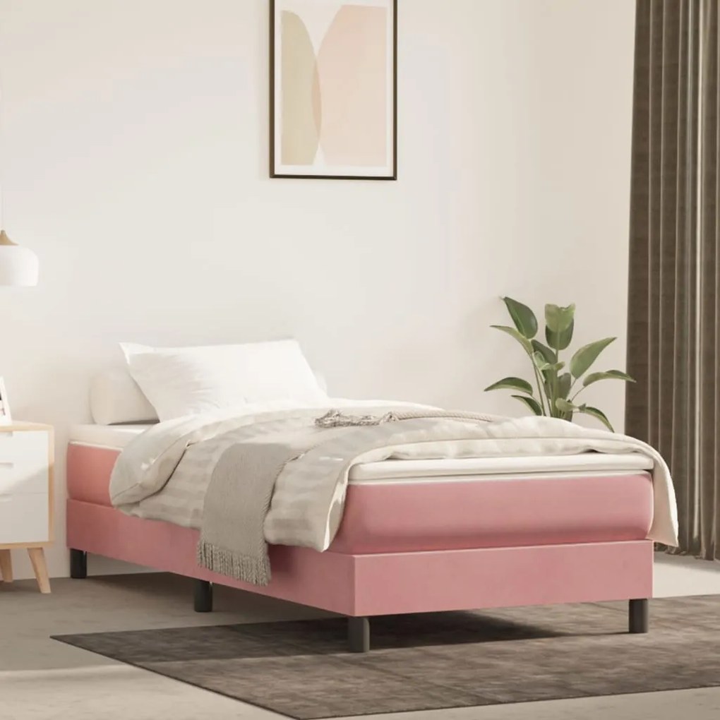 Materasso A Molle Insacchettate Rosa 80x210x20 Cm İn Velluto /