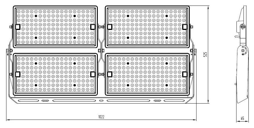 Faro Modulare LED 1.000W IP66 angolo 60°, 135lm/W, IK08 - LIFUD Driver Colore  Bianco Naturale 4.000K