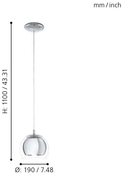 Eglo 94592 - Lampadario ROCAMAR 1xE27/60W/230V