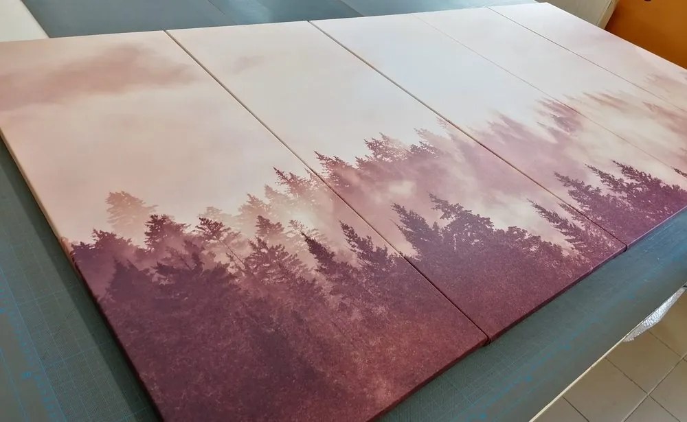 Quadri 5 pezzi – Foresta nebbiosa